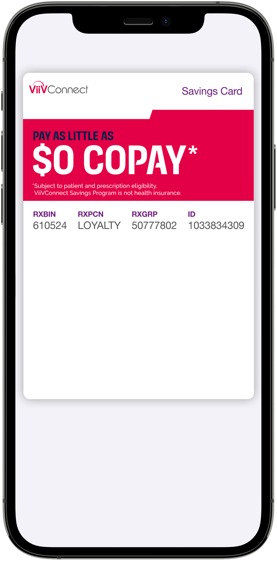 Mobile Wallet Savings Card Image Displayed on iPhone Image